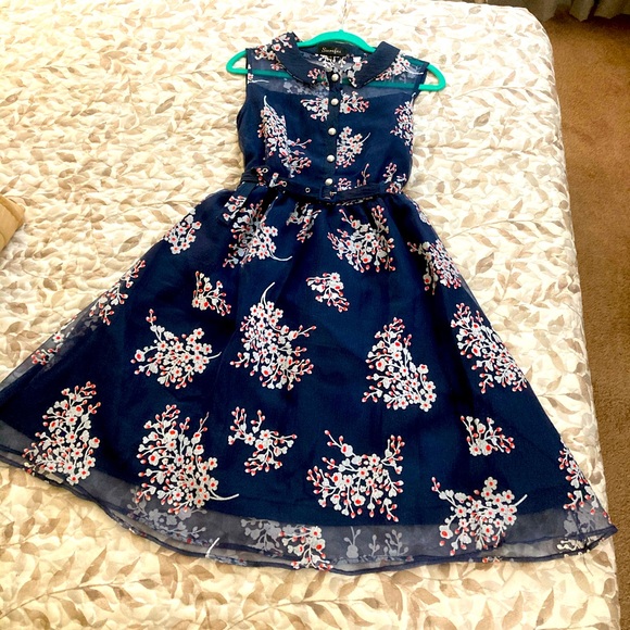 Floral Swing Style Dress by Sucrefas - Belted - Picture 8 of 11